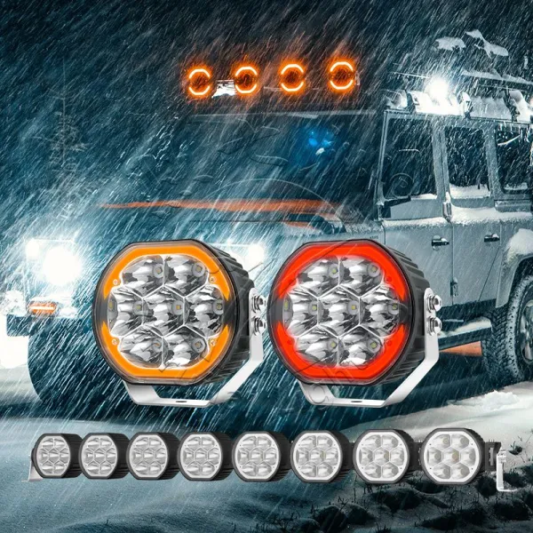 Linkable Off-Road LED Light with Amber & Red Halo