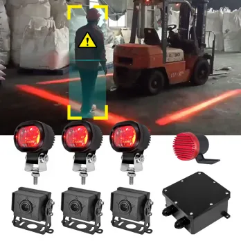 AI Forklift Safety System | Pedestrian Detection, Red Zone Warning Lights & Collision Prevention